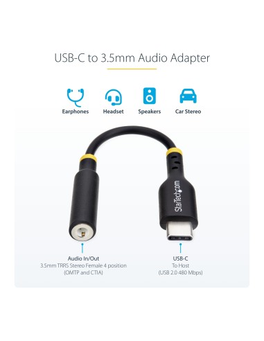 StarTech.com Adattatore Audio da USB-C a Jack 3,5 mm - Dongle USB Type-C a Jack TRRS per Cuffie e Auricolari, DAC Hi-Fi a 32