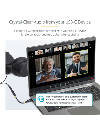 StarTech.com Adattatore Audio da USB-C a Jack 3,5 mm - Dongle USB Type-C a Jack TRRS per Cuffie e Auricolari, DAC Hi-Fi a 32