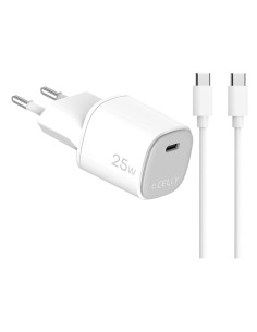 Celly UPTC1USBC25WCTC Caricabatterie per dispositivi mobili Smartphone, Tablet, Telefono Bianco USB Interno