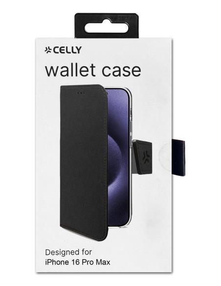 Celly WALLY1081 custodia per cellulare 17,5 cm (6.9") Custodia a borsellino Nero