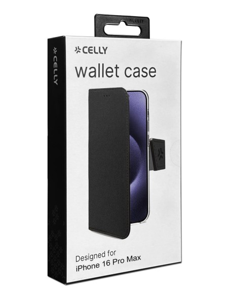 Celly WALLY1081 custodia per cellulare 17,5 cm (6.9") Custodia a borsellino Nero