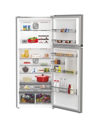 Whirlpool WHD2 6552 X4E Frigorifero doppia porta a libera installazione, Dual no frost, 78cm, Classe E, Pearl Inox, 37 dbA, h