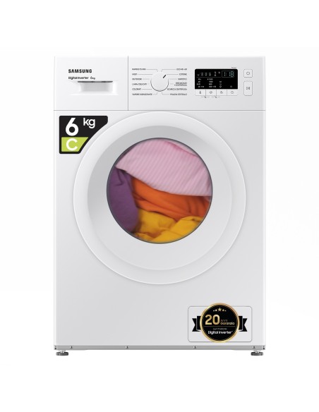 Samsung WW60A3120WE ET lavatrice slim a caricamento frontale 6 kg Classe C 1200 giri min, Porta bianca + Panel bianco