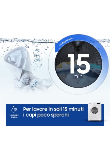 Samsung WW60A3120WE ET lavatrice slim a caricamento frontale 6 kg Classe C 1200 giri min, Porta bianca + Panel bianco