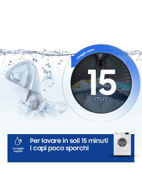 Samsung WW60A3120WE ET lavatrice slim a caricamento frontale 6 kg Classe C 1200 giri min, Porta bianca + Panel bianco