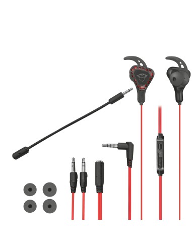 Trust TRU GXT 408 Auricolare Cablato In-ear Gaming Nero, Rosso