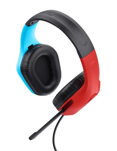 Trust GXT 416S Zirox Auricolare Cablato A Padiglione Gaming Nero, Ciano, Rosso