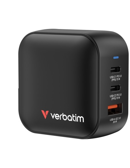 Verbatim Mini GaN Charger 70W Universale Nero AC Ricarica rapida Interno