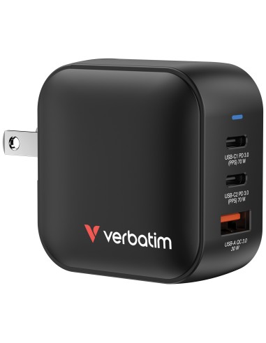 Verbatim Mini GaN Charger 70W Universale Nero AC Ricarica rapida Interno