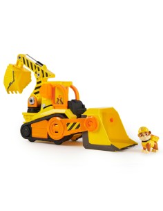 Rubble & Crew, Veicolo da lavoro Deluxe di Rubble, Bulldozer da cantiere con luci, suoni e personaggio, giocattoli per bambini