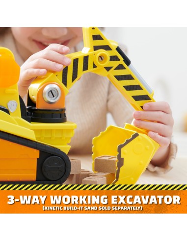 Rubble & Crew, Veicolo da lavoro Deluxe di Rubble, Bulldozer da cantiere con luci, suoni e personaggio, giocattoli per bambini