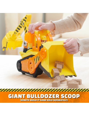 Rubble & Crew, Veicolo da lavoro Deluxe di Rubble, Bulldozer da cantiere con luci, suoni e personaggio, giocattoli per bambini