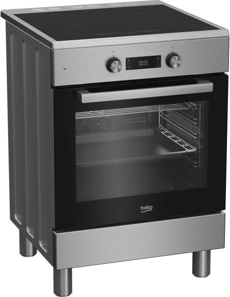Beko Cucina a libera installazione inox, forno elettrico 6 funzioni, piano cottura induzione 4 zone, 60x60, Classe A