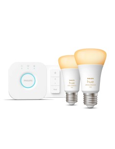 Philips Hue White ambiance Starter Kit Bridge + 2 Lampadine Smart E27 75W + Dimmer Switch