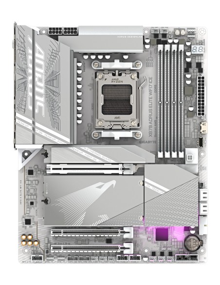 GIGABYTE X870 AORUS ELITE WIFI7 ICE Scheda Madre - Supporta CPU AMD Ryzen 9000, 16+2+2 fasi VRM digitale, fino a 8200MHz DDR5