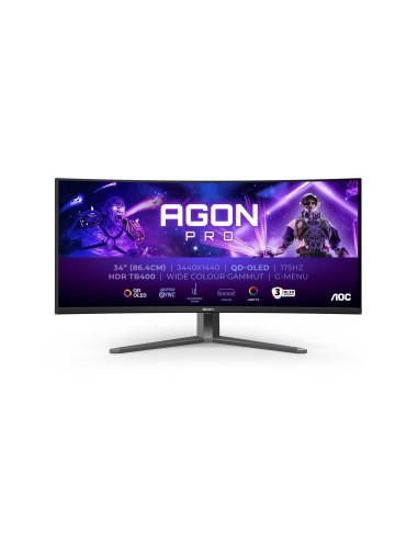 AOC AGON PRO AG346UCD Monitor PC 86,4 cm (34") 3440 x 1440 Pixel Wide Quad HD QD-OLED Nero, Grigio