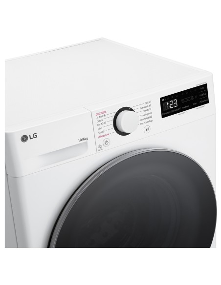 LG D4R5010TSWS Lavasciuga 10 6kg AI DD, Serie R5 Classe D, 1400 giri, TurboWash 360, Vapore, Eco Hybrid, Bianca