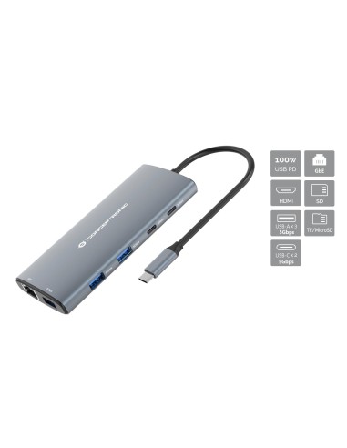 Conceptronic DONN06G replicatore di porte e docking station per laptop Cablato USB 3.2 Gen 1 (3.1 Gen 1) Type-C Grigio