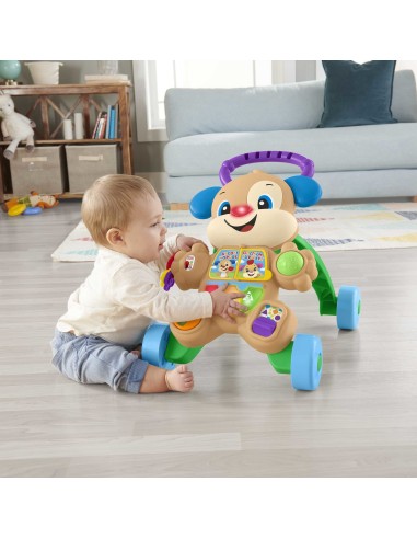 Fisher-Price Cagnolino Primi Passi - Ridi & Impara, Edizione multilingue, giocattolo musicale per camminare Giocattolo per