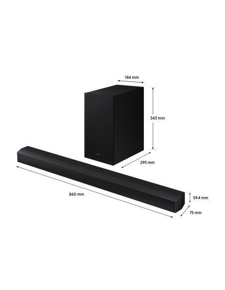 Samsung Soundbar HW-B650D ZF Serie B, 4 Speaker, Wireless Dolby 5.1ch, Audio a 3.1 Canali, Surround sound expansion, Black 2024
