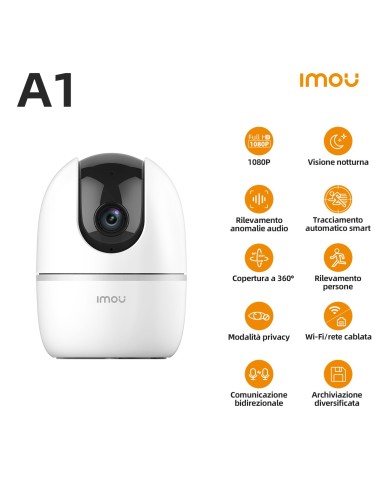 Imou A1 2Mp Telecamera motorizzata con sirena - audio bidirezionale - visione notturna - rilevamento persone