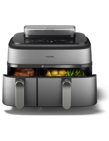 Philips 5000 series Airfryer doppio cestello con cottura a vapore, friggitrice ad aria da 9.0L, 19 metodi di cottura, App per