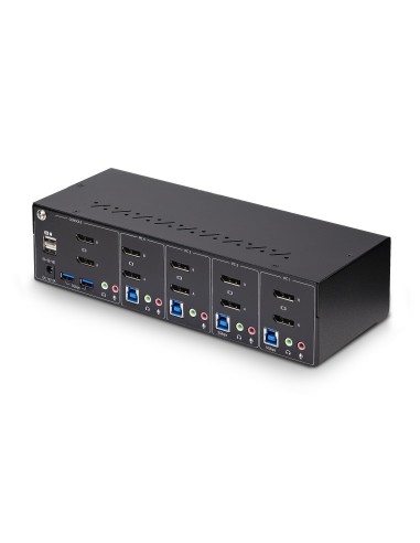 StarTech.com KVM Switch DisplayPort a 4 Porte con Doppio Monitor, 4K 60Hz, 2x Porte Hub USB 5Gbps, 2x Porte HID USB 2.0,