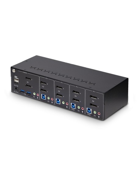 StarTech.com KVM Switch DisplayPort a 4 Porte con Doppio Monitor, 4K 60Hz, 2x Porte Hub USB 5Gbps, 2x Porte HID USB 2.0,