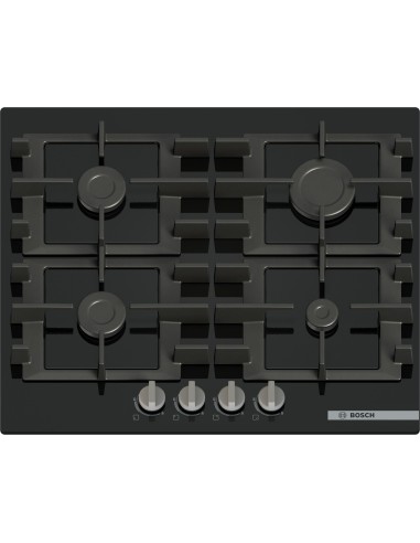 Bosch Serie 4 PNP6B6K40 , Piano cottura a gas, 60 cm, Vetro temperato, Nero