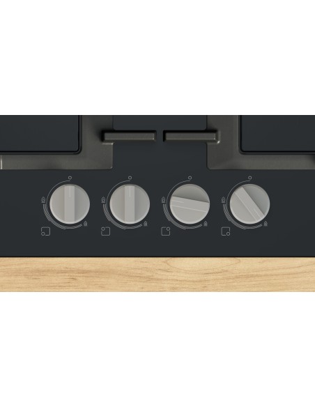 Bosch Serie 4 PNP6B6K40 , Piano cottura a gas, 60 cm, Vetro temperato, Nero