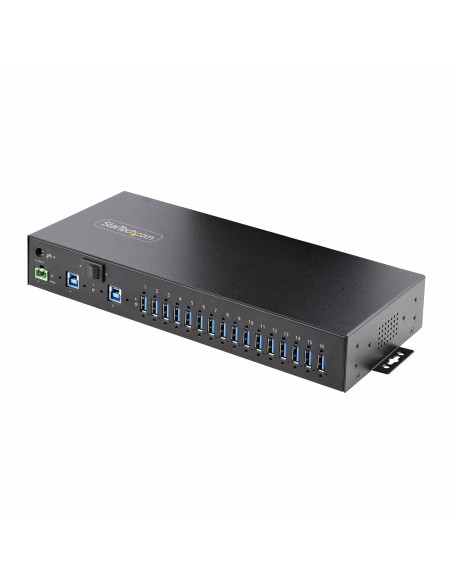 StarTech.com Hub USB Industriale 5Gbps a 16 porte con adattatore di alimentazione, enclosure in metallo, montabile, protezione