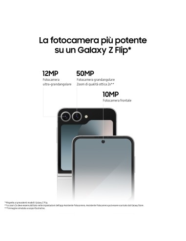 Samsung Galaxy Z Flip6 Smartphone AI, 512GB, RAM 12GB, Display 3,4" SAMOLED 6,7" Dynamic AMOLED 2X, Silver Shadow