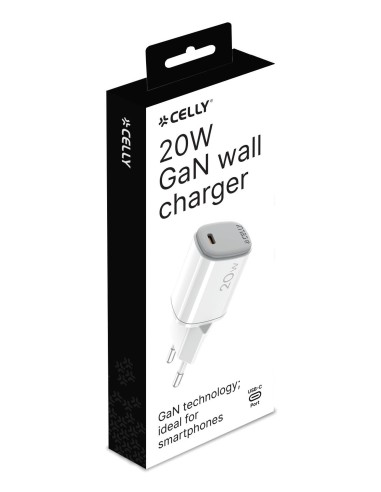 Celly UPTC1USBC20WWH Caricabatterie per dispositivi mobili Microfono, Smartphone, Orologio intelligente, Tablet, Telefono