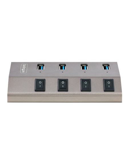 StarTech.com Hub USB-C Autoalimentato a 4 Porte con Interruttori Individuali - Multipresa USB 3.0 5Gbps per Notebook e PC