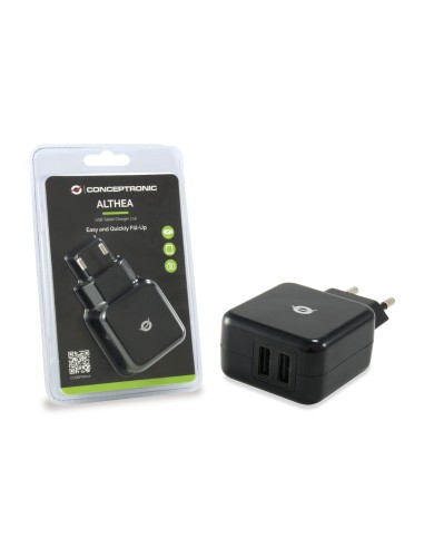 Conceptronic CUSBPWR2A Caricabatterie per dispositivi mobili Tablet Nero AC Ricarica rapida Interno