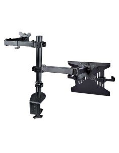 StarTech.com Braccio Monitor da Scrivania con Ripiano VESA Ventilato per Laptop (4.5kg) e Display fino a 32" (8kg), Nero, 2
