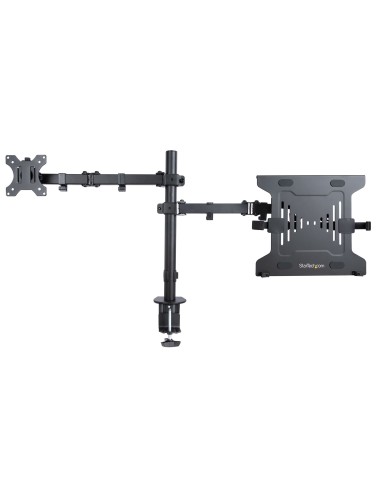 StarTech.com Braccio Monitor da Scrivania con Ripiano VESA Ventilato per Laptop (4.5kg) e Display fino a 32" (8kg), Nero,
