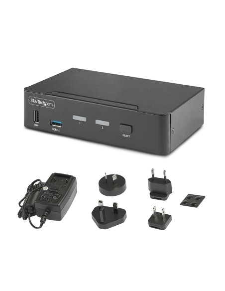 StarTech.com KVM Switch DisplayPort a 2 porte, Display singolo 8K 60Hz   4K 144Hz, DP 1.4, 2 porte USB 3.0, 4 porte USB 2.0