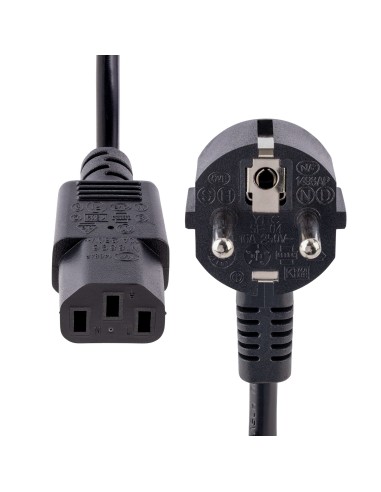 StarTech.com Cavo di alimentazione per PC da EU Schuko a C13 da 1 m, Cavo di corrente AC 250V 10A 18AWG, Cavo di ricambio con