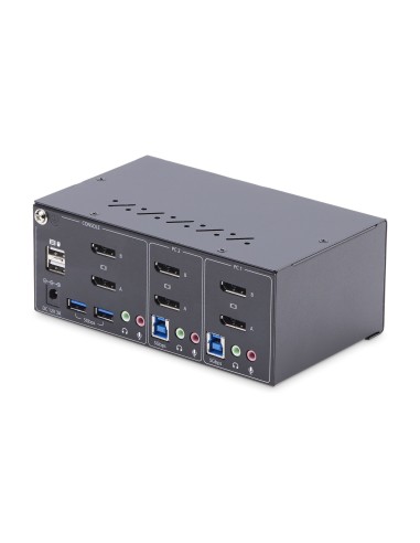 StarTech.com KVM Switch DisplayPort a 2 porte per doppio monitor DP, 4K 60Hz, 2 porte HID USB 2.0, Hub 2 porte USB 5Gbps,