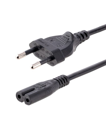 StarTech.com Cavo di Alimentazione CA da 2m, Spina EuroPlug a C7, 2.5A-250V, 18AWG, Cavo Elettrico di Ricambio con spina