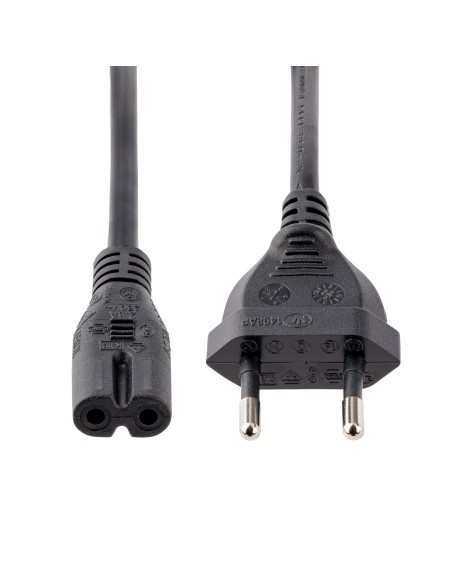 StarTech.com Cavo di Alimentazione CA da 2m, Spina EuroPlug a C7, 2.5A-250V, 18AWG, Cavo Elettrico di Ricambio con spina