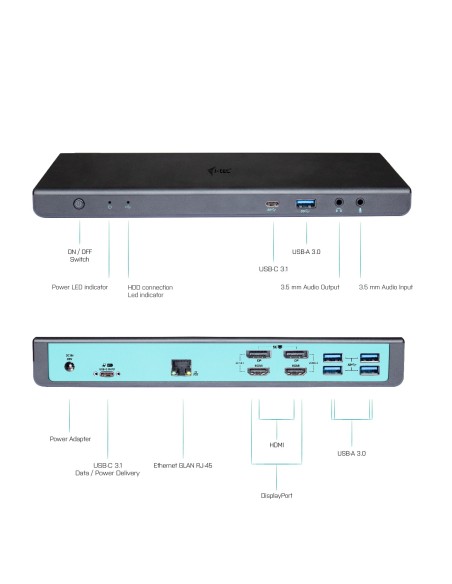 i-tec USB 3.0   USB-C   Thunderbolt 3 Dual Display Docking Station + Power Delivery 85W