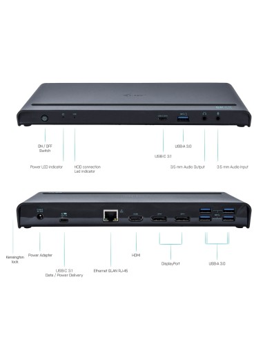 i-tec USB 3.0   USB-C   Thunderbolt 3, 3x 4K Docking Station + Power Delivery 85W