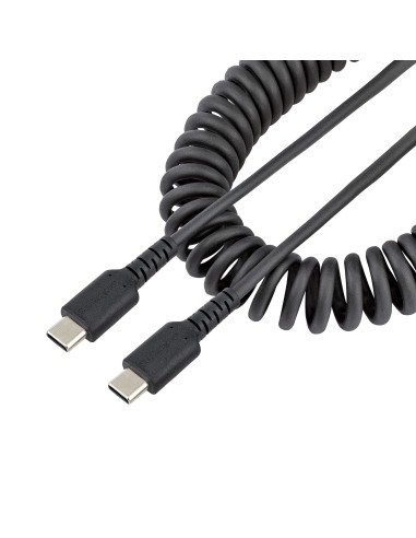 StarTech.com Cavo USB C Ricarica Veloce da 1m Cavetto USB tipo C 2.0 Spiralato di Alimentazione e Sincronizzazione Resistente