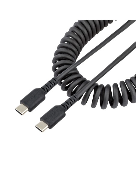 StarTech.com Cavo USB C Ricarica Veloce da 1m Cavetto USB tipo C 2.0 Spiralato di Alimentazione e Sincronizzazione Resistente