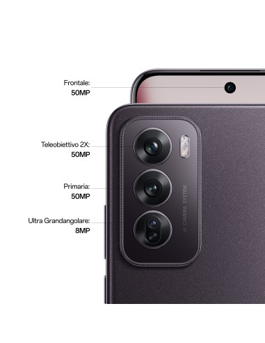 OPPO Reno12 Pro 5G AI Smartphone, Tripla fotocamera 50+50+8MP, Selfie 50MP, Display 6.7” 120HZ AMOLED FHD+, 5000mAh, RAM 24 GB