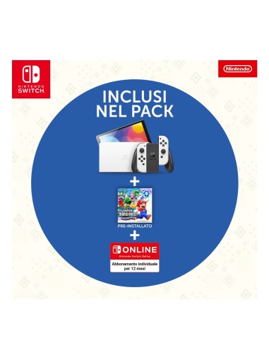 Nintendo console da gioco portatile 17,8 cm (7") 64 GB Touch screen Wi-Fi Nero, Bianco