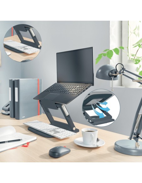 Leitz 64240089 supporto per laptop Supporto per computer portatile Grigio scuro 38,1 cm (15")