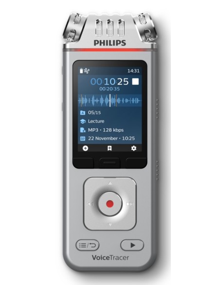 Philips DVT4115 Digital Voice Tracer Flash card Cromo, Argento